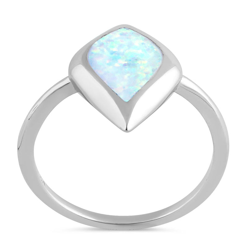 Sterling Silver Mystic Shape White Opal Ring