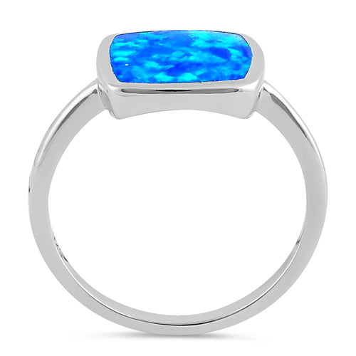 Sterling Silver Square Blue Lab Opal Ring