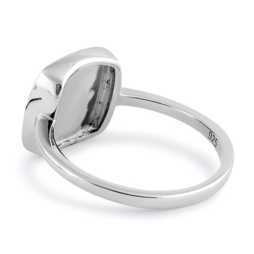 Sterling Silver Square Blue Lab Opal Ring