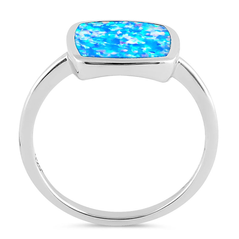 Sterling Silver Square Blue Lavender Lab Opal Ring