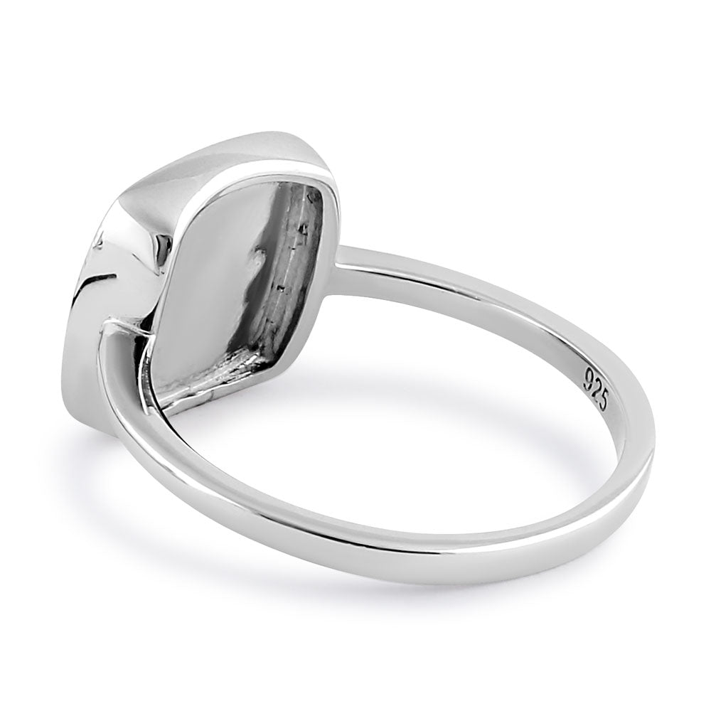 Sterling Silver Square White Lab Opal Ring