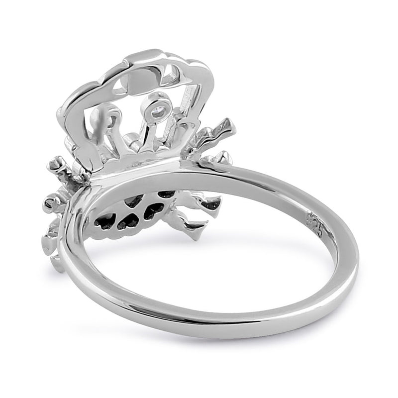 Sterling Silver White Lab Opal Crab CZ Ring