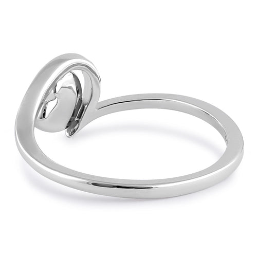 Sterling Silver Blue Lab Opal  Heart in Wave Ring