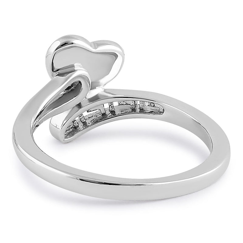 Sterling Silver White Lab Opal Greek Heart Wrap Ring