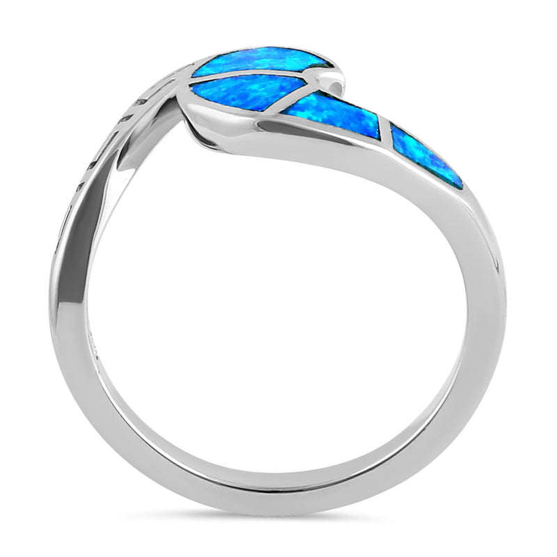 Sterling Silver Blue Lab Opal Greek Wave Ring