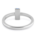 Sterling Silver Blue Lab Opal Semi Circle Ring