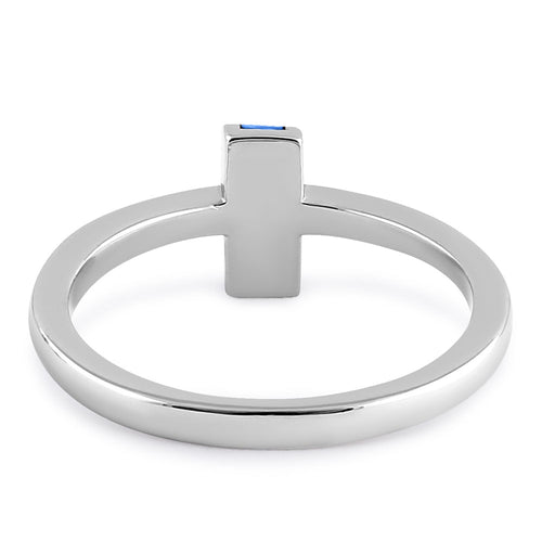 Sterling Silver Blue Lab Opal Semi Circle Ring
