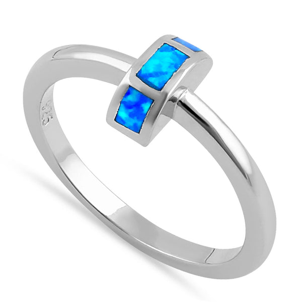 Sterling Silver Blue Lab Opal Semi Circle Ring