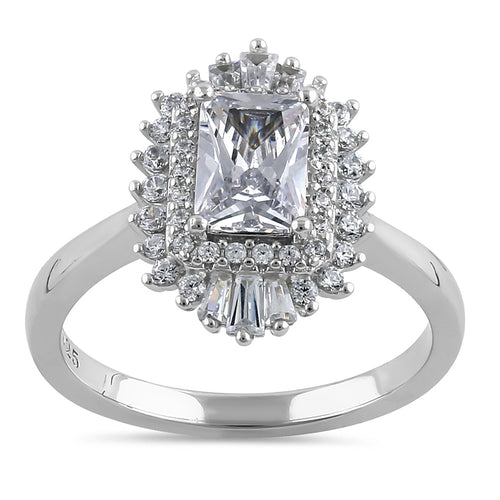 Sterling Silver Vintage CZ Cluster Ring
