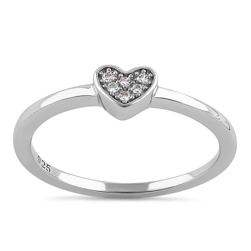 Sterling Silver Elegant Heart Cluster Clear CZ Ring