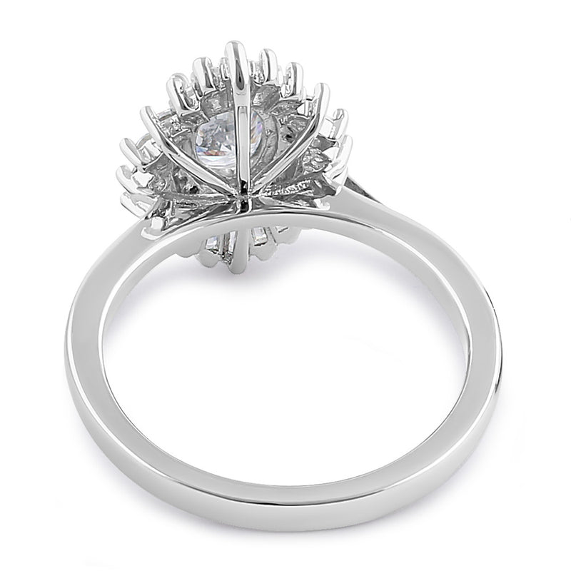 Sterling Silver Oval Halo CZ Engagement Ring