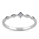 Sterling Silver Dainty Star Marquise Clear CZ Ring