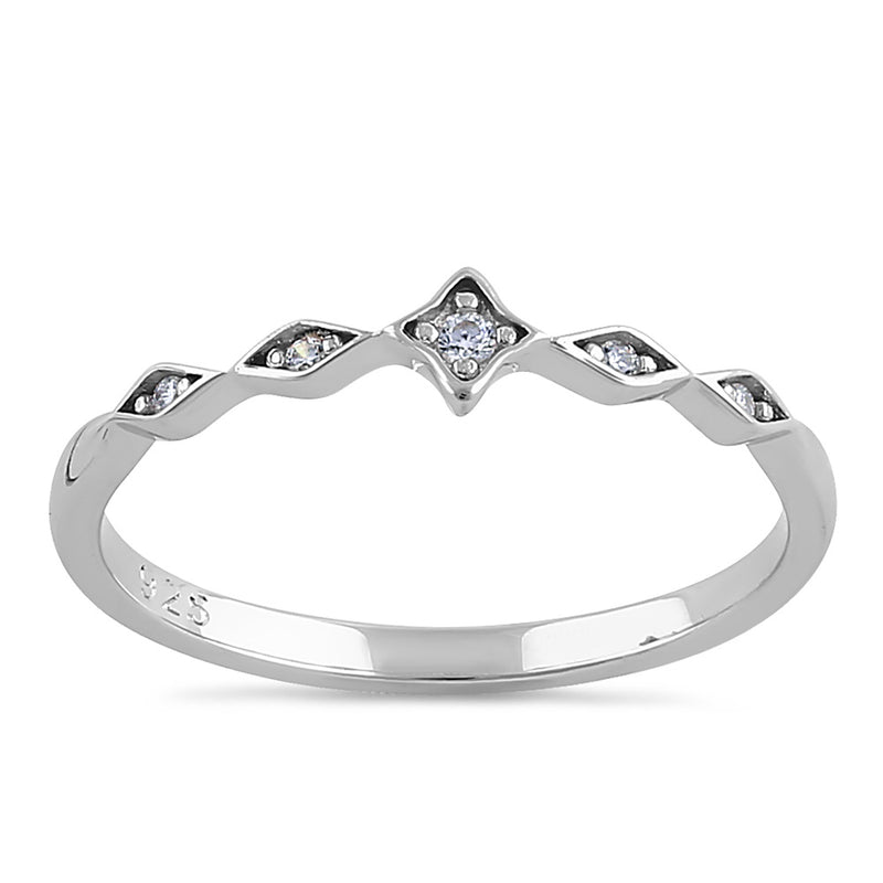 Sterling Silver Dainty Star Marquise Clear CZ Ring