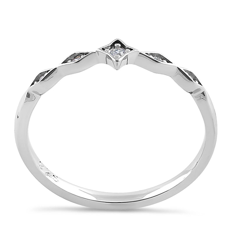 Sterling Silver Dainty Star Marquise Clear CZ Ring