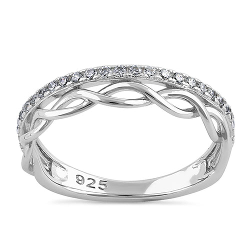 Sterling Silver Half-Eternity Twist CZ Ring