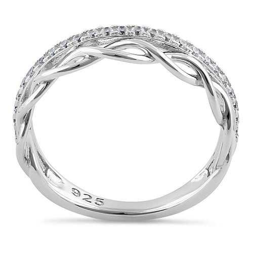 Sterling Silver Half-Eternity Twist CZ Ring