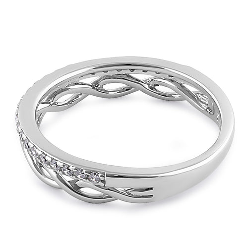 Sterling Silver Half-Eternity Twist CZ Ring