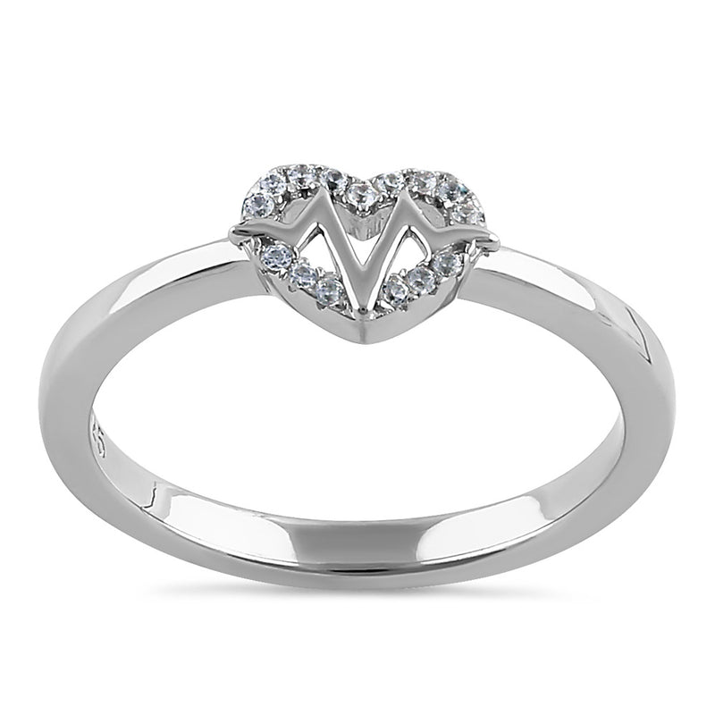 Sterling Silver Inner Heartbeat Round Cut Clear CZ Ring