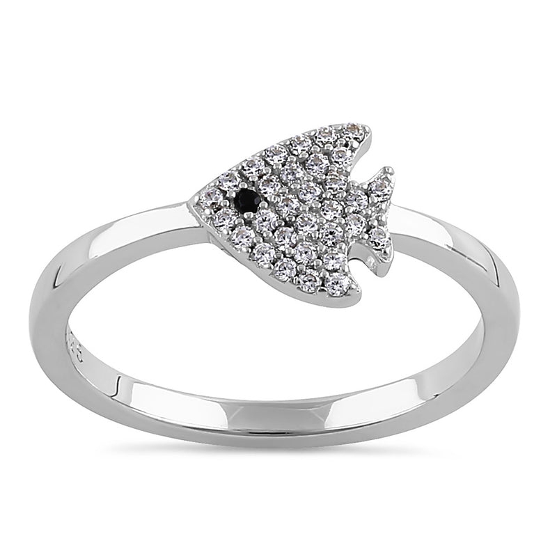 Sterling Silver CZ Fish Ring
