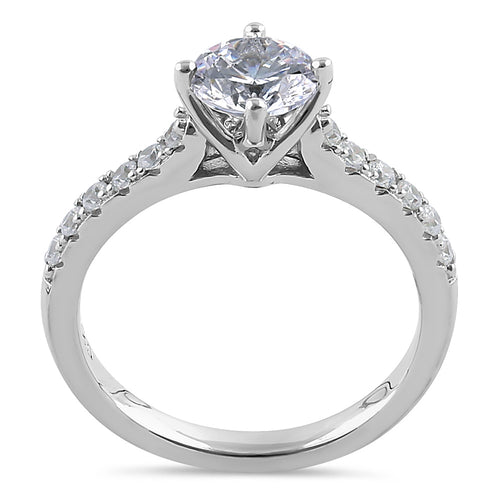Sterling Silver Round CZ Engagement Ring