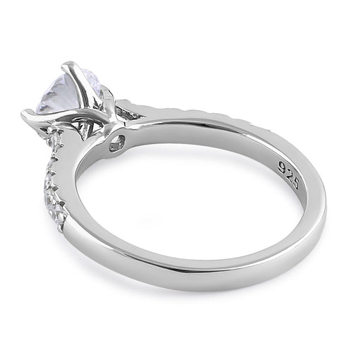 Sterling Silver Round CZ Engagement Ring