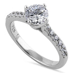 Sterling Silver Round CZ Engagement Ring