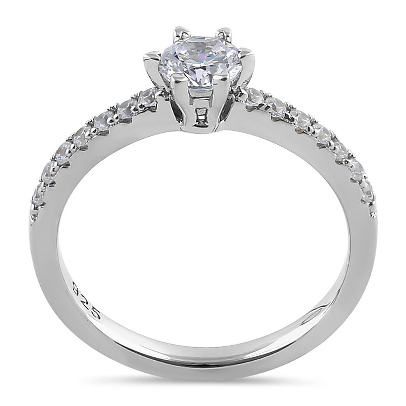 Sterling Silver Cali Chic Round Cut Clear CZ Engagement Ring