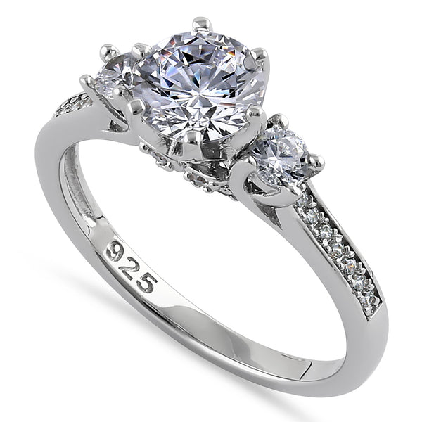 Sterling Silver Round CZ Engagement Ring