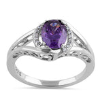Sterling Silver Purple CZ Halo Ring
