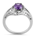 Sterling Silver Purple CZ Halo Ring