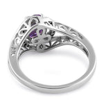 Sterling Silver Purple CZ Halo Ring