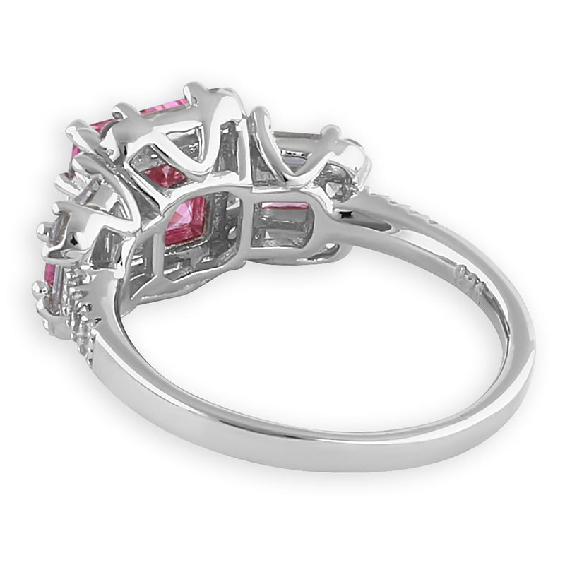 Sterling Silver Princess Cut Pink CZ Ring