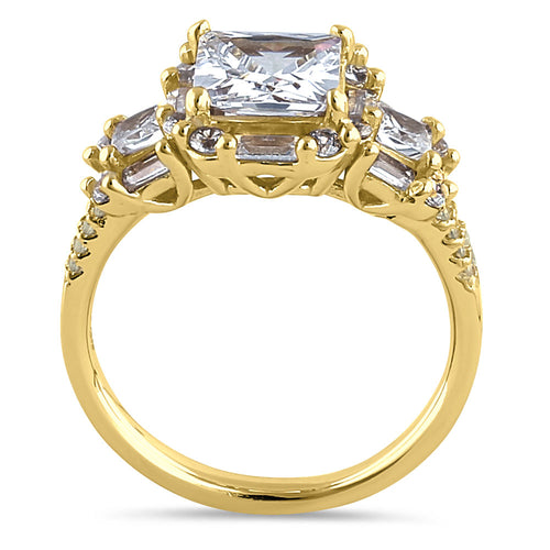Sterling Silver Gold-Plated Princess-Cut CZ Ring