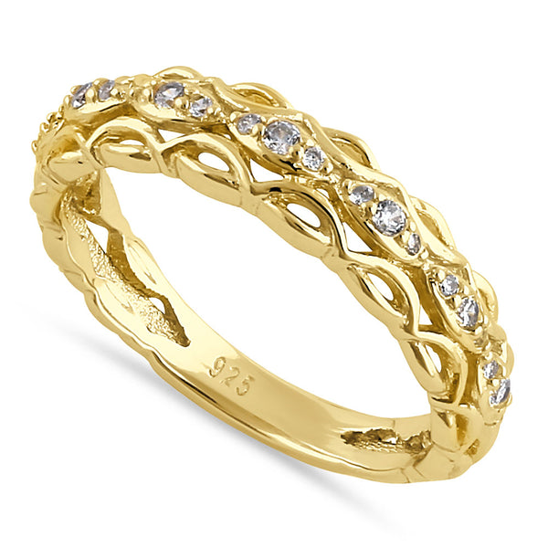 Sterling Silver Yellow Gold Plated Elysian Round Cut Clear CZ Ring