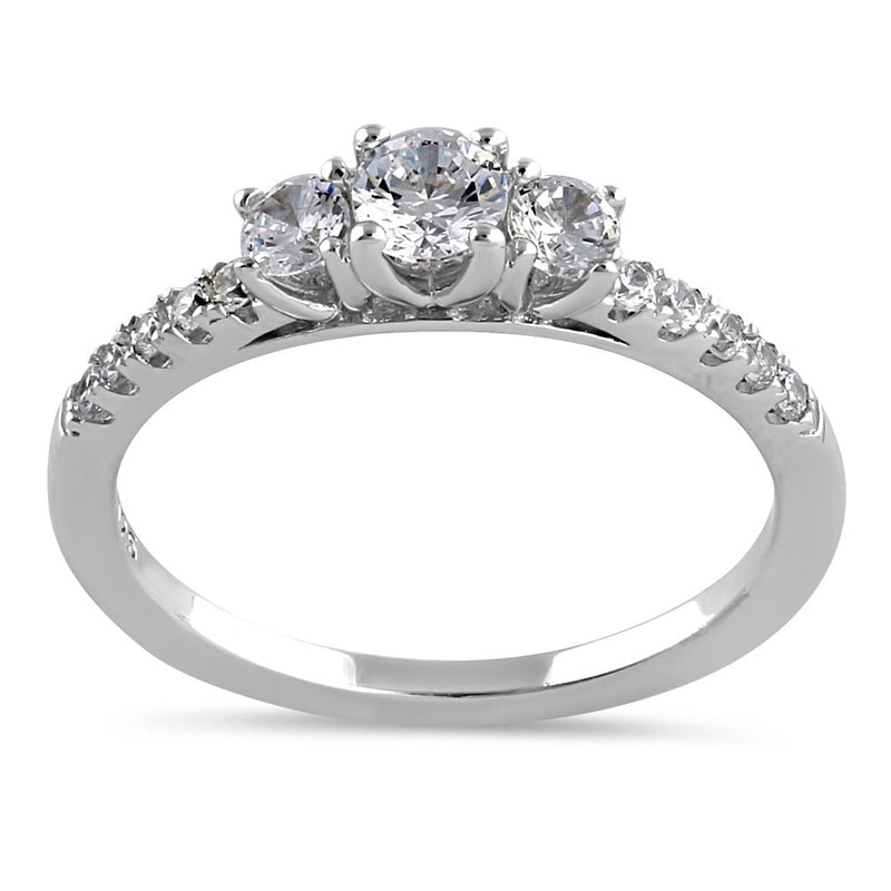 Sterling Silver 3 Stone CZ Ring