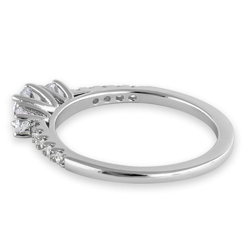 Sterling Silver Dainty Round Trio Cut Clear CZ Engagement Ring