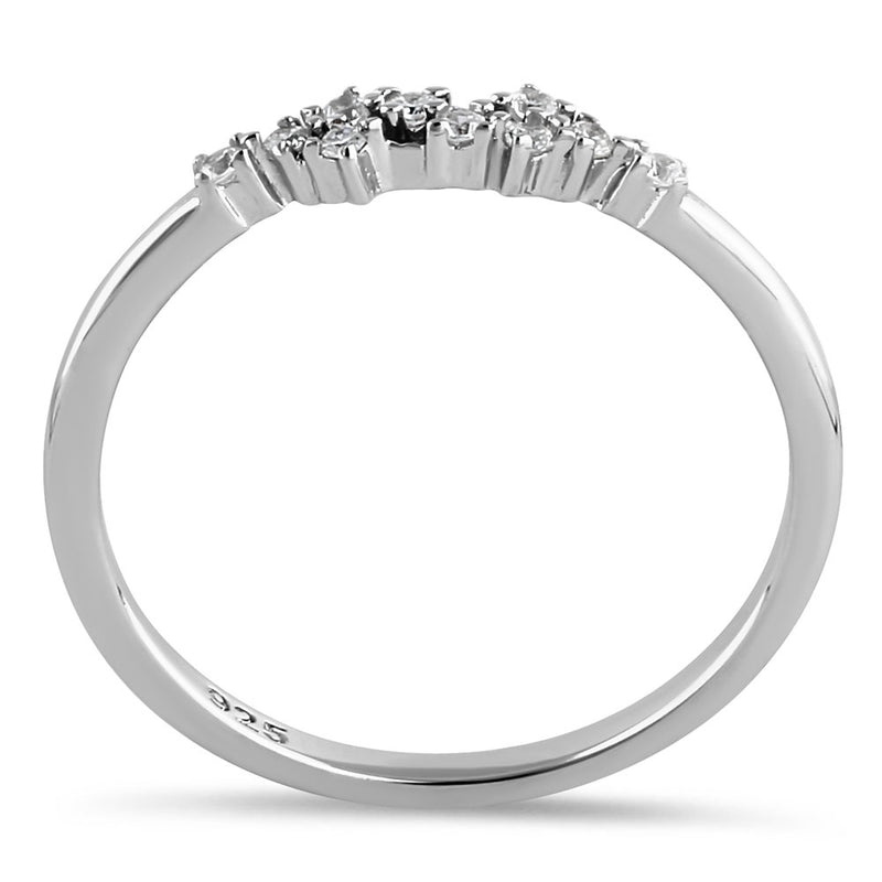Sterling Silver Unique Dainty Cluster Round Clear Cut CZ Ring