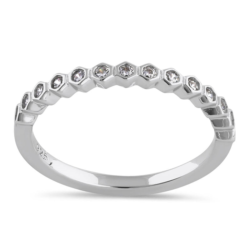 Sterling Silver Hexagon CZ Band Ring