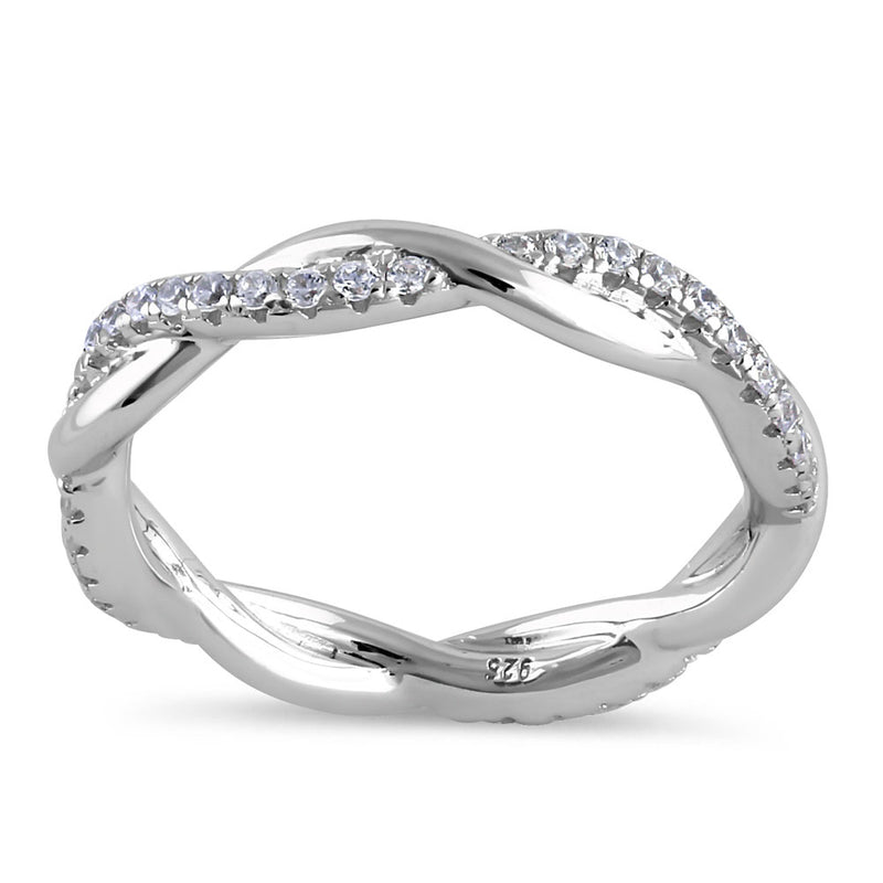 Sterling Silver Eternity Braided CZ Ring