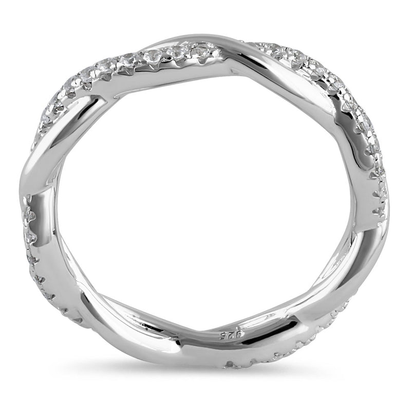 Sterling Silver Eternity Braided CZ Ring