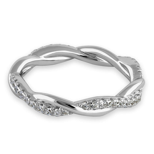 Sterling Silver Eternity Braided CZ Ring