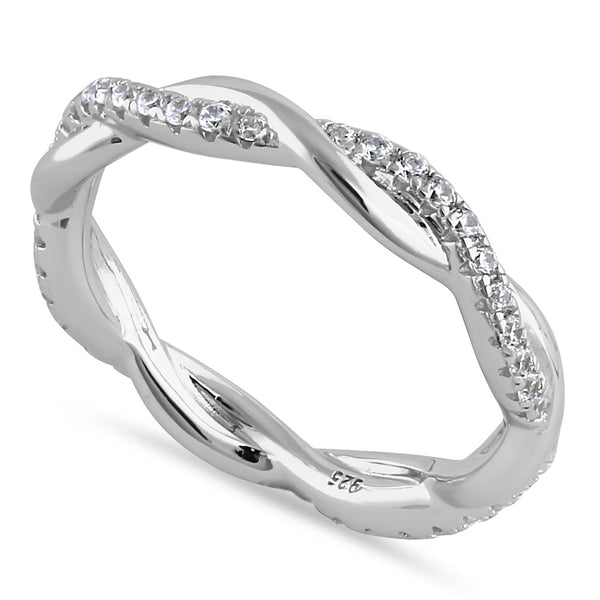 Sterling Silver Eternity Braided CZ Ring