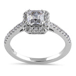Sterling Silver 0.75 ct. Asscher-cut Halo CZ Engagement Ring
