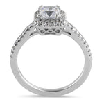 Sterling Silver 0.75 ct. Asscher-cut Halo CZ Engagement Ring