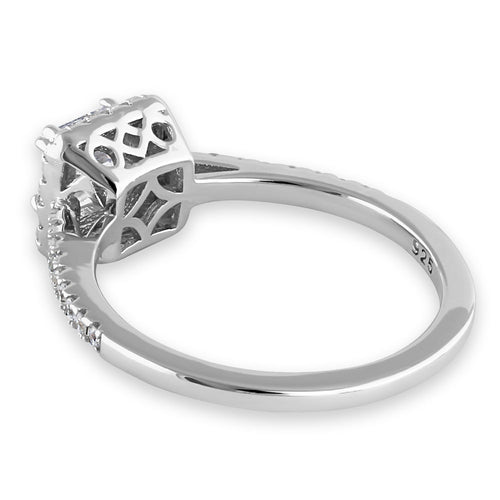 Sterling Silver 0.75 ct. Asscher-cut Halo CZ Engagement Ring