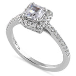 Sterling Silver 0.75 ct. Asscher-cut Halo CZ Engagement Ring