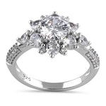 Sterling Silver Wild Flower CZ Engagement Ring