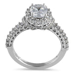 Sterling Silver 1.25 ct. Oval CZ Halo Engagement Ring