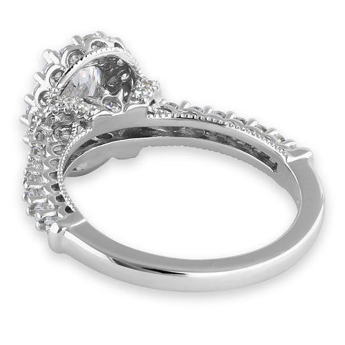 Sterling Silver 1.25 ct. Oval CZ Halo Engagement Ring