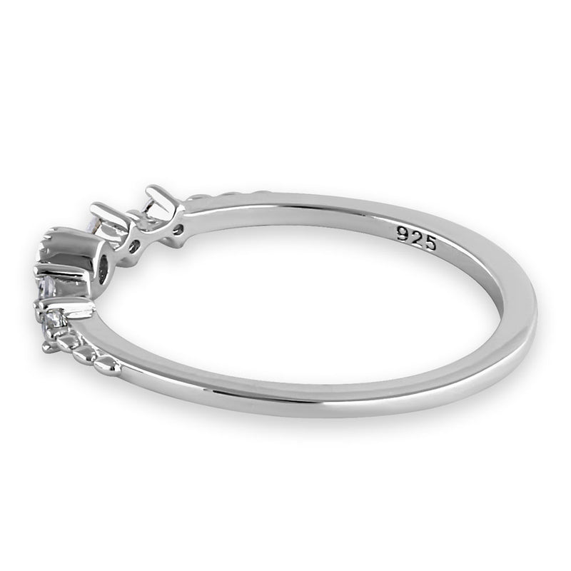 Sterling Silver Thin Half Eternity Round Cut Clear CZ Ring